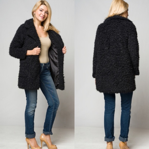 Last One! Teddy Bear Faux Fur Fuzzy Jacket Coat - Picture 2 of 5